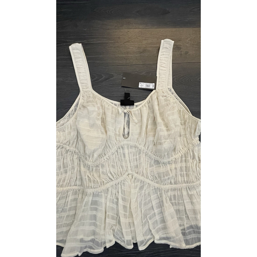 Future Collection Womens Gathered Corset Top, Cream Size 1X